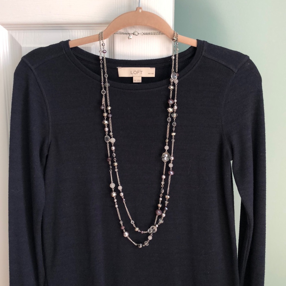 Double strand purple and silver necklace - Picture 2 of 4